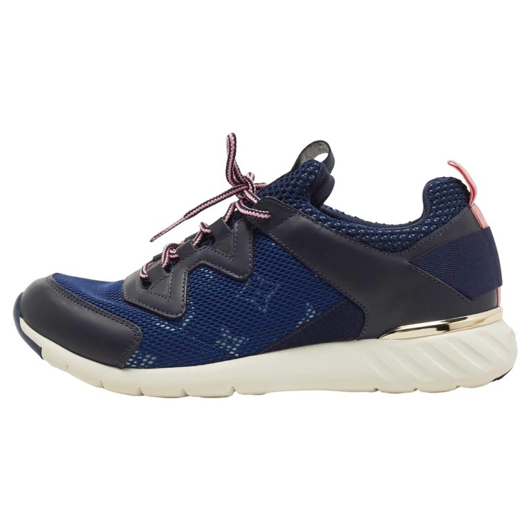 Louis Vuitton Blue/Black Monogram Mesh and Leather Aftergame Sneakers Size  36 For Sale at 1stDibs