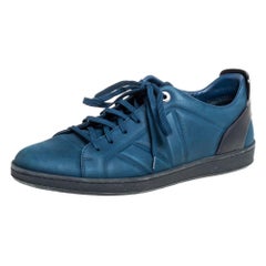 Louis Vuitton Blue/Black Nubuck And Leather Low Top Sneakers Size 43