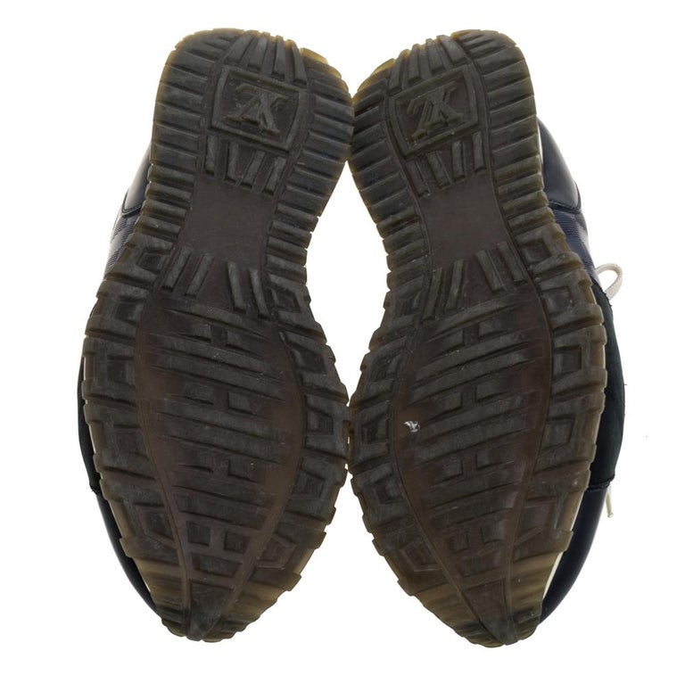 LOUIS VUITTON Nubuck Calfskin Perforated Run Away Sneakers 38 Black 151223