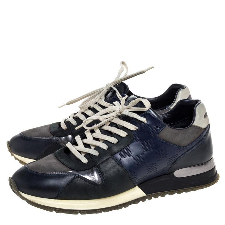 Louis Vuitton Blue/Black Nubuck and Leather Run Away Lace Up Sneakers Size  41 at 1stDibs