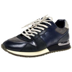 LOUIS VUITTON A/W 2010 Meteor Navy Blue Ostrich Leather High Top Sneakers  at 1stDibs