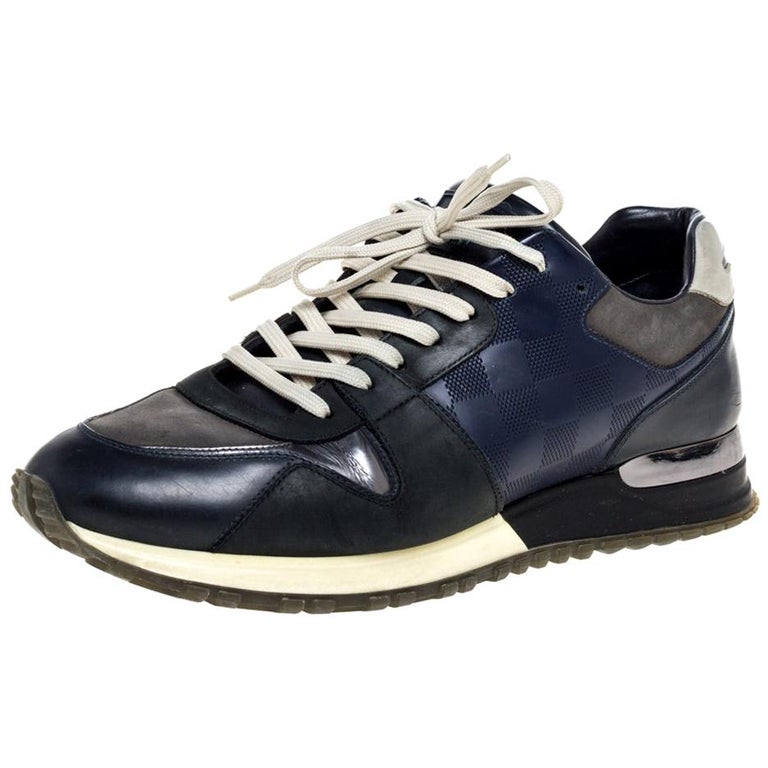 Louis Vuitton Blue/Black Nubuck and Leather Run Away Lace Up Trainers Size  41 at 1stDibs