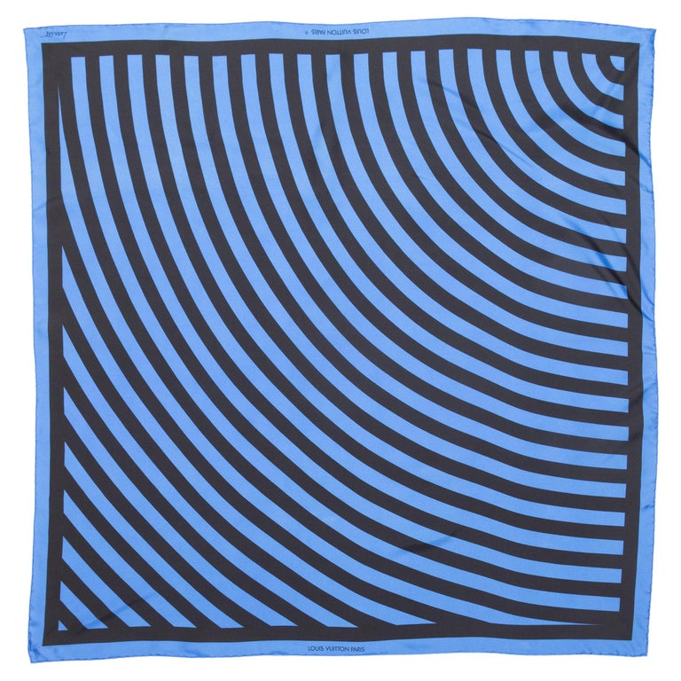 LOUIS VUITTON - 'LV' HOLOGRAPHIC LOGO Monogram Blue Stripe Silk