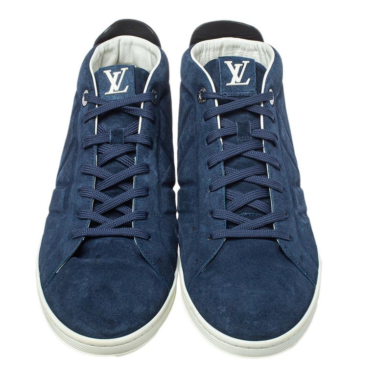 Louis Vuitton Blue Suede And Canvas Trainers Low Top Sneakers Size 44 Louis  Vuitton