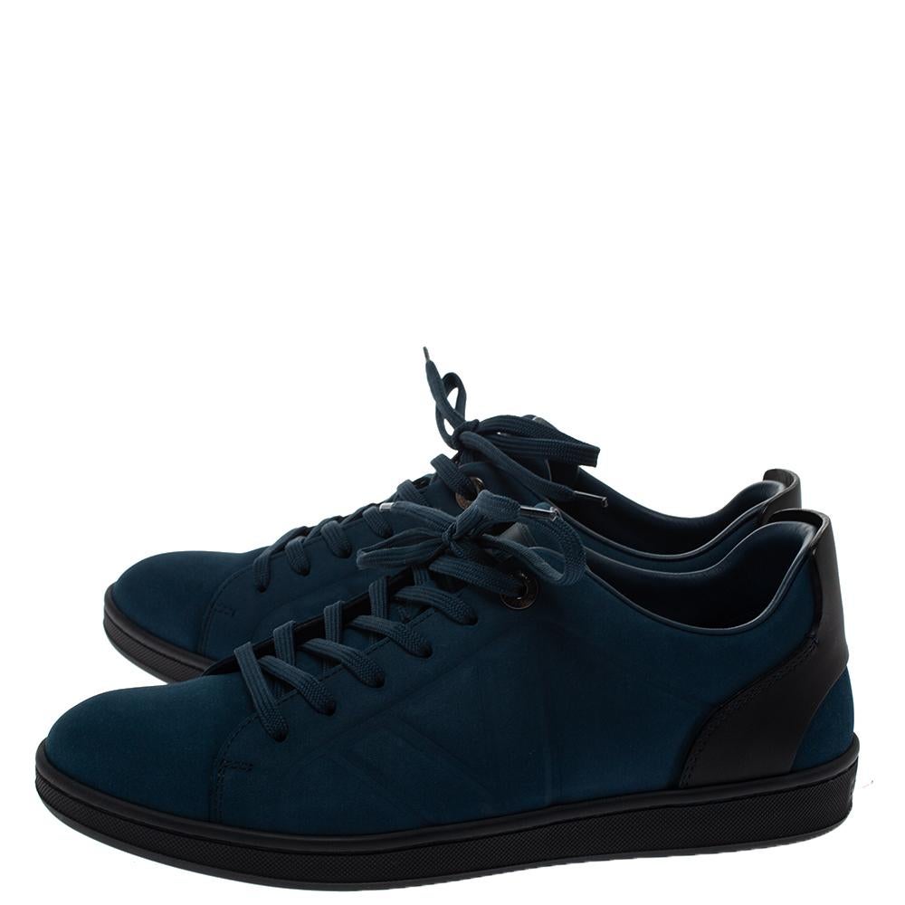 Louis Vuitton Blue/Black Suede and Leather Low Top Sneakers Size 40 1