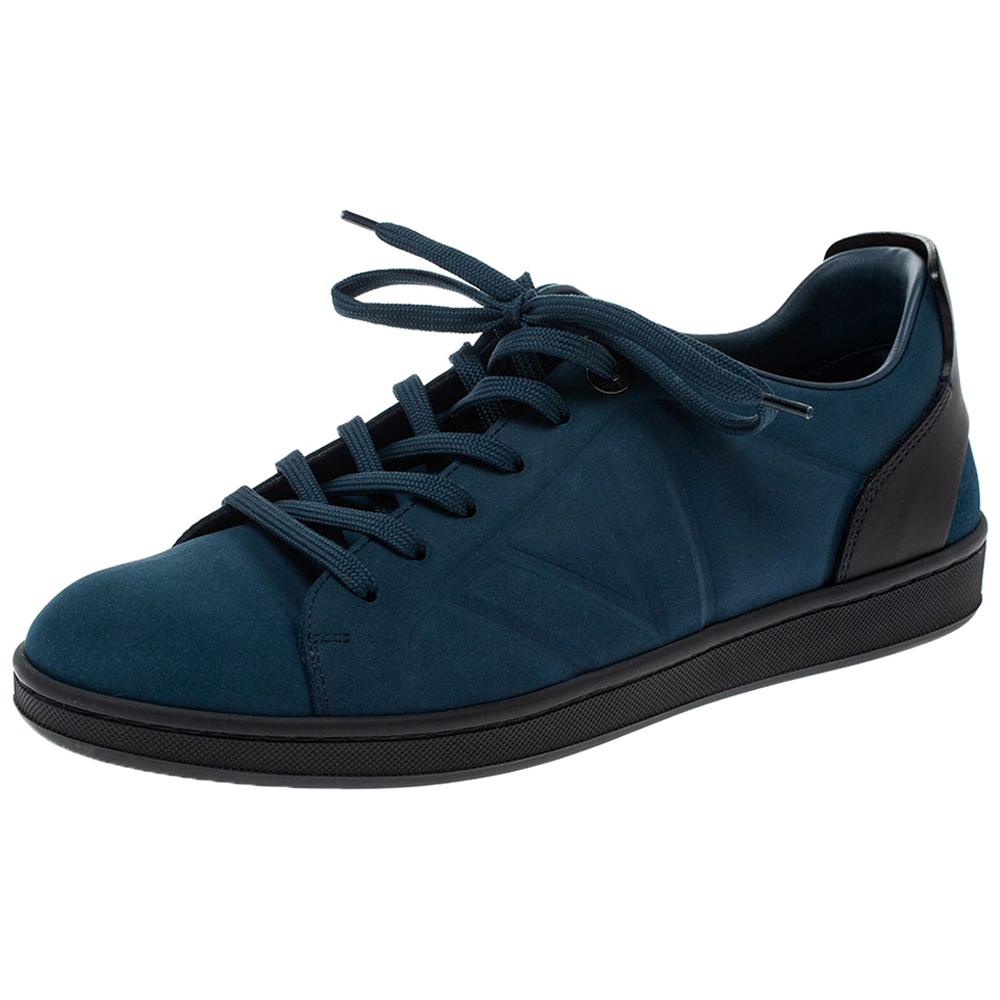 Louis Vuitton - Baskets basses en cuir et daim bleu/noir Taille 40