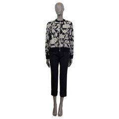 LOUIS VUITTON blue black white viscose FLORAL JACQUARD KNIT BOMBER Jacket M