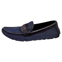 Louis Vuitton - Denim e pelle blu/marrone - Slip On Penny Loafers Taglia 37