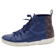 Louis Vuitton Blue/Brown Monogram Canvas High Top Sneakers Size 42.5