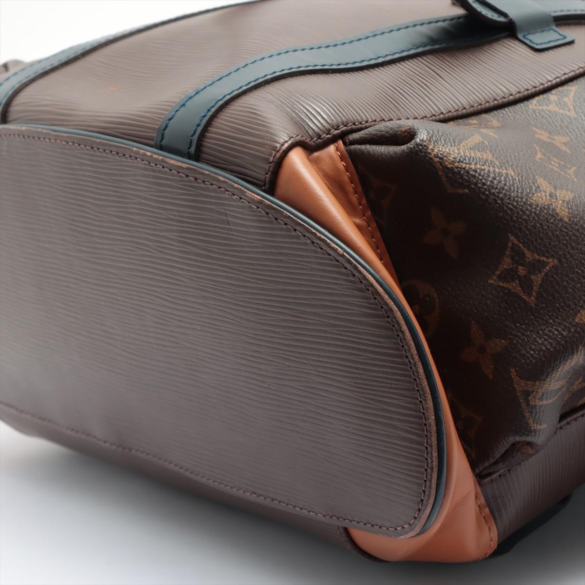 Black Louis Vuitton Blue Brown Multicolor Epi Leather Canvas Christopher PM Backpack