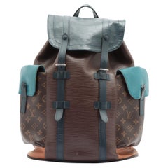 Louis Vuitton Blue Brown Multicolor Epi Leather Canvas Christopher PM Backpack