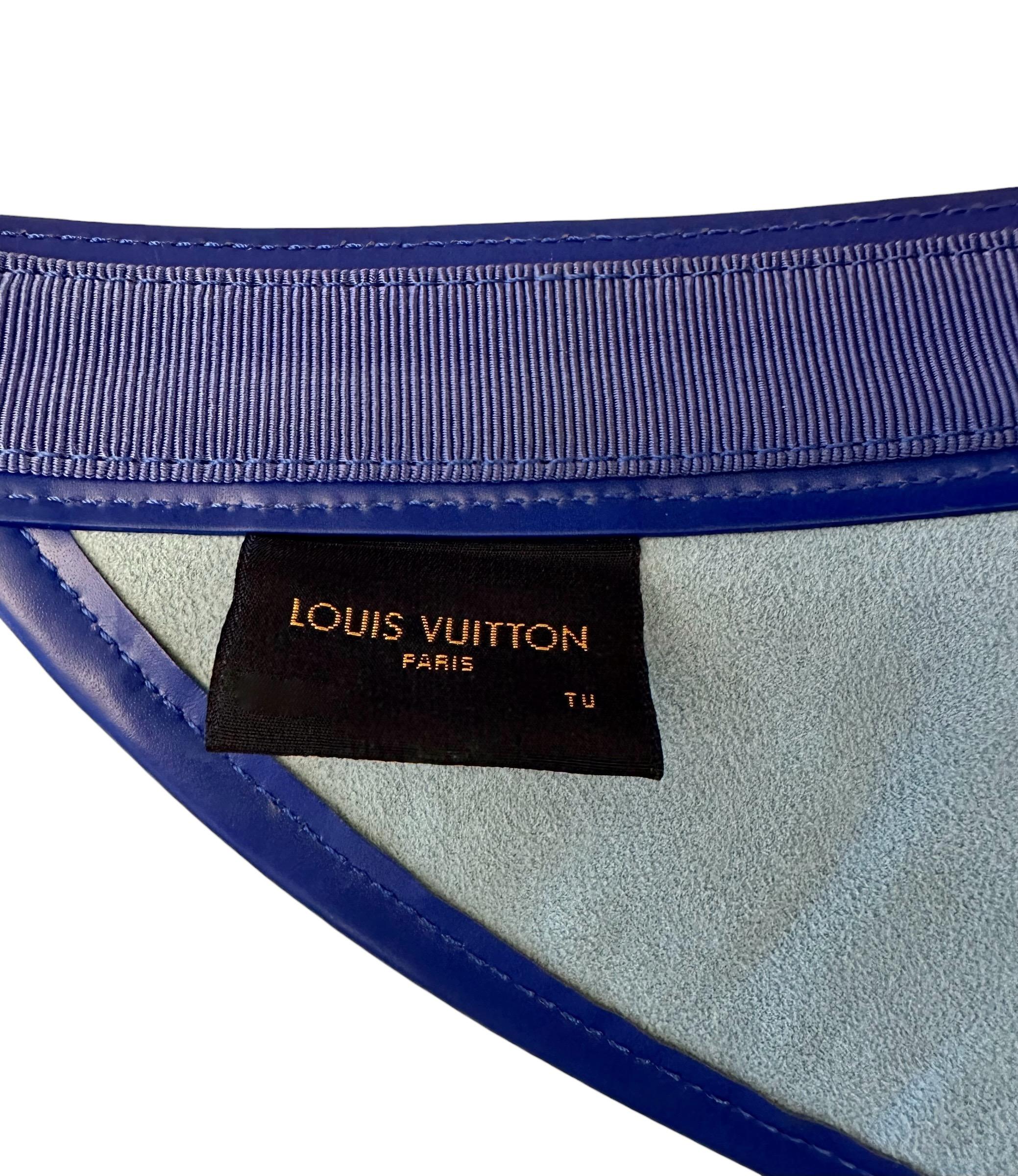 Louis Vuitton Blue Calfskin Raffia Monogram Strawgram Visor 6