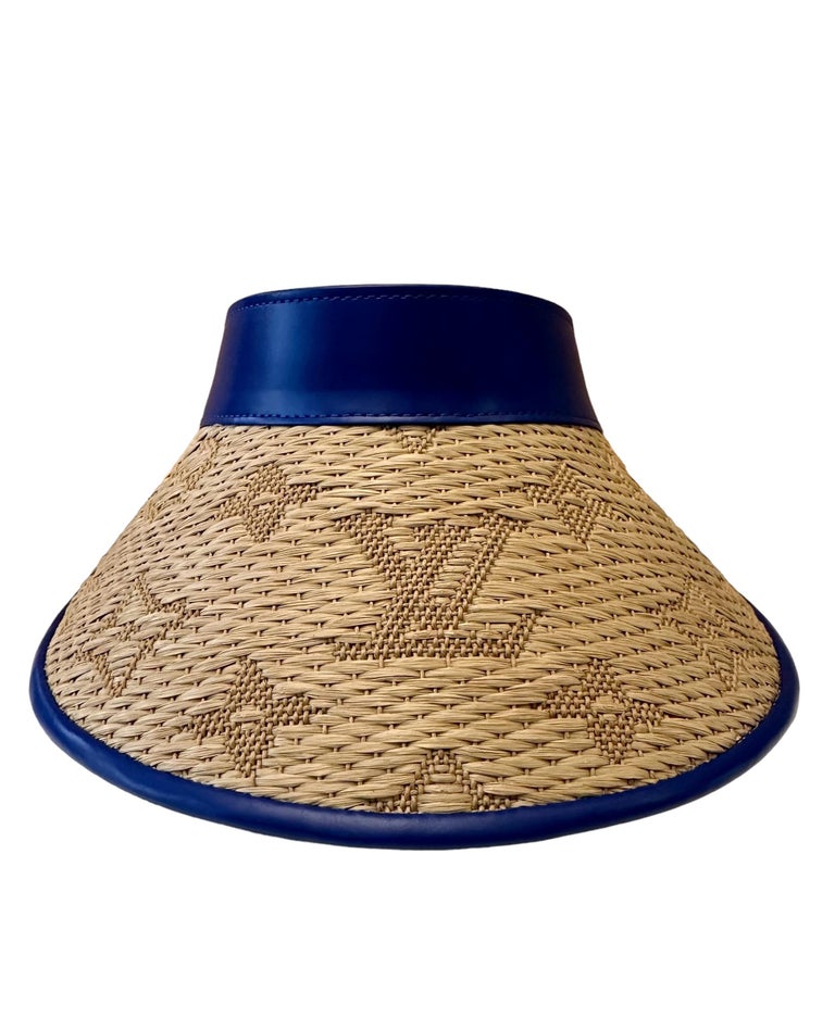 Louis Vuitton Blue Calfskin Raffia Monogram Strawgram Visor  display picture 3