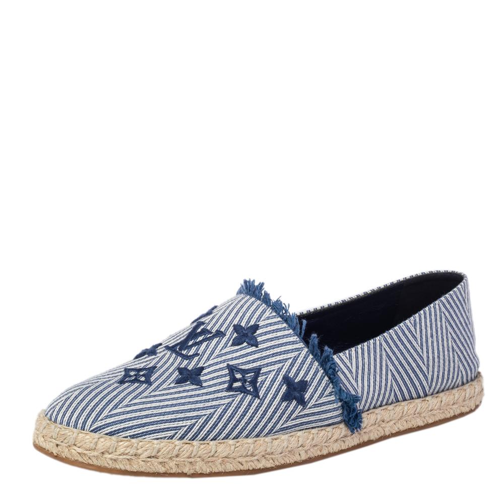 Women's Louis Vuitton Blue Canvas Sail Away Espadrille Flats Size 41