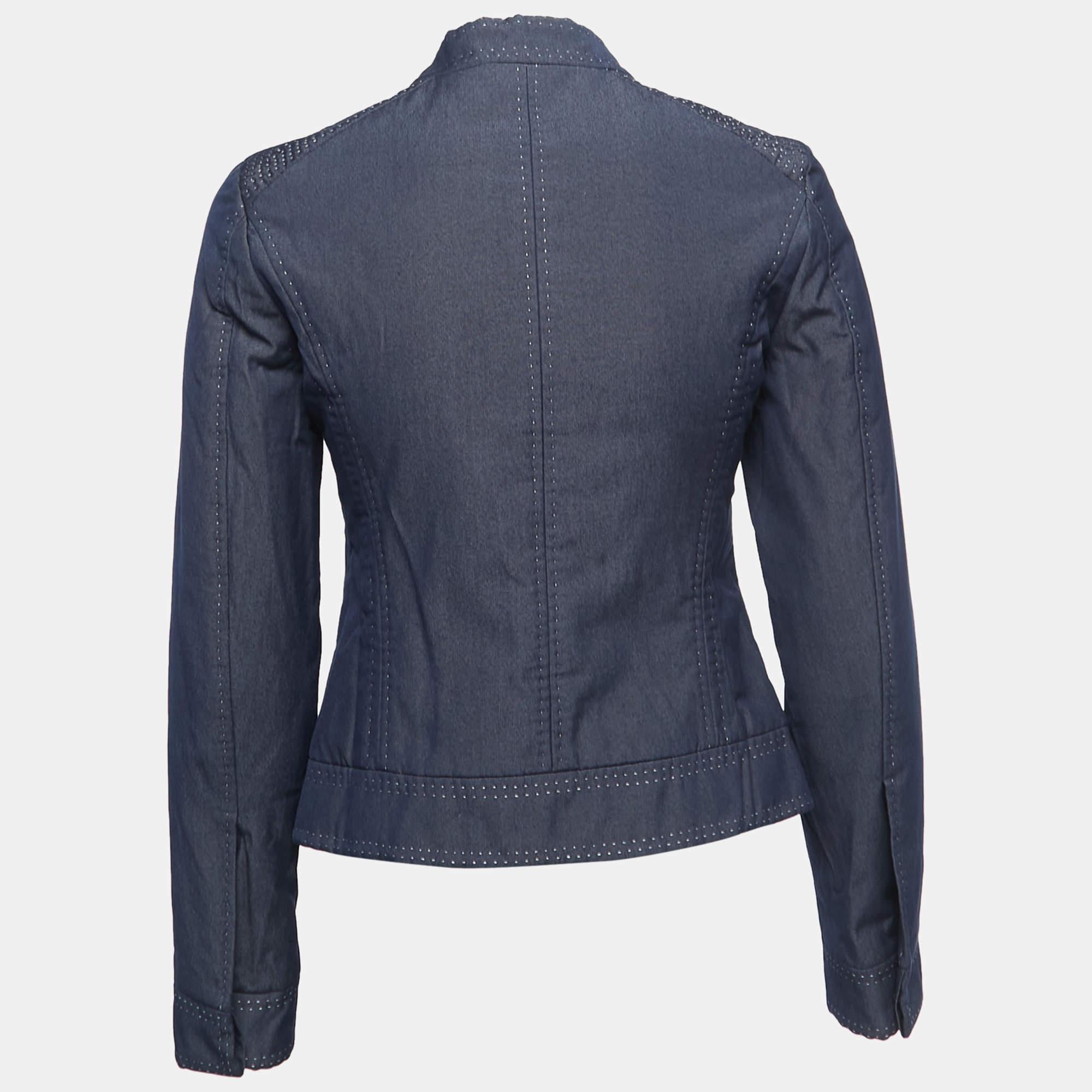 Black Louis Vuitton Blue Chambray Zip Front Jacket S