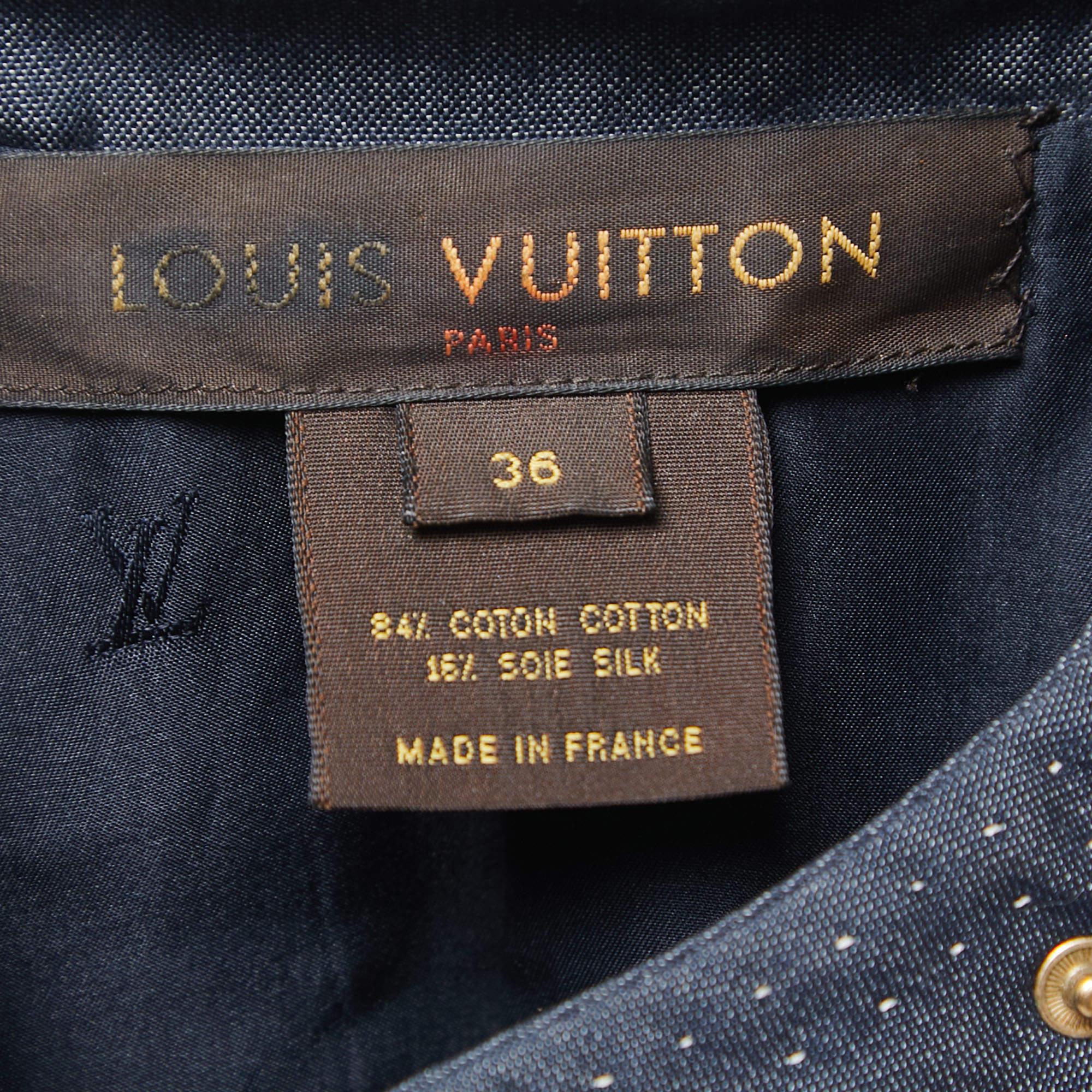 Louis Vuitton Blue Chambray Zip Front Jacket S In Good Condition In Dubai, Al Qouz 2