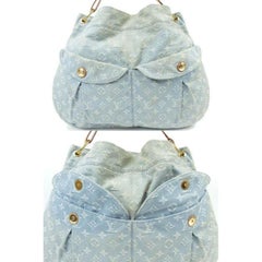 Louis Vuitton Blue Clair Denim Monogram Denim Daily GM Hobo Bag 5LV75