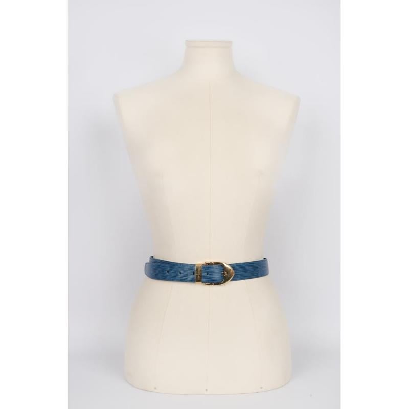 Louis Vuitton Blue Cob Leather Belt In Good Condition For Sale In SAINT-OUEN-SUR-SEINE, FR
