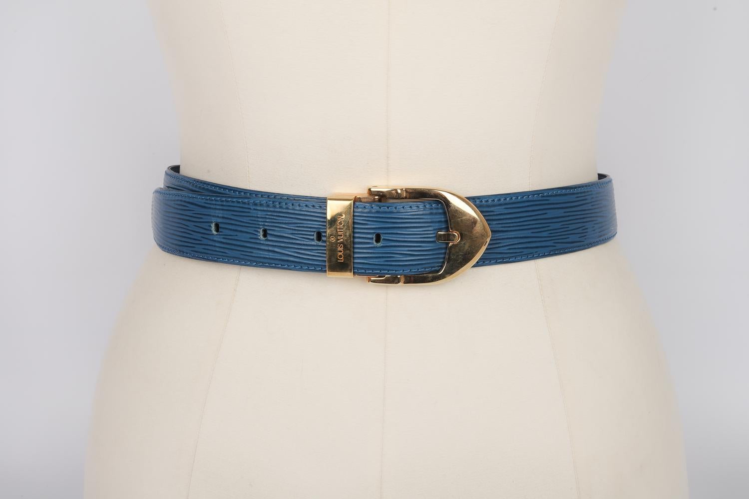 Women's Louis Vuitton Blue Cob Leather Belt For Sale