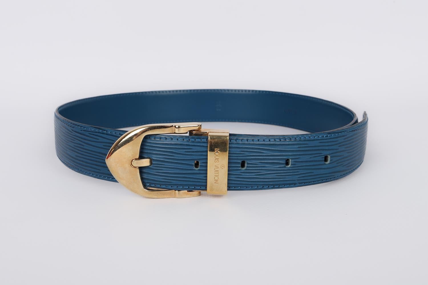 Louis Vuitton Blue Cob Leather Belt For Sale 1