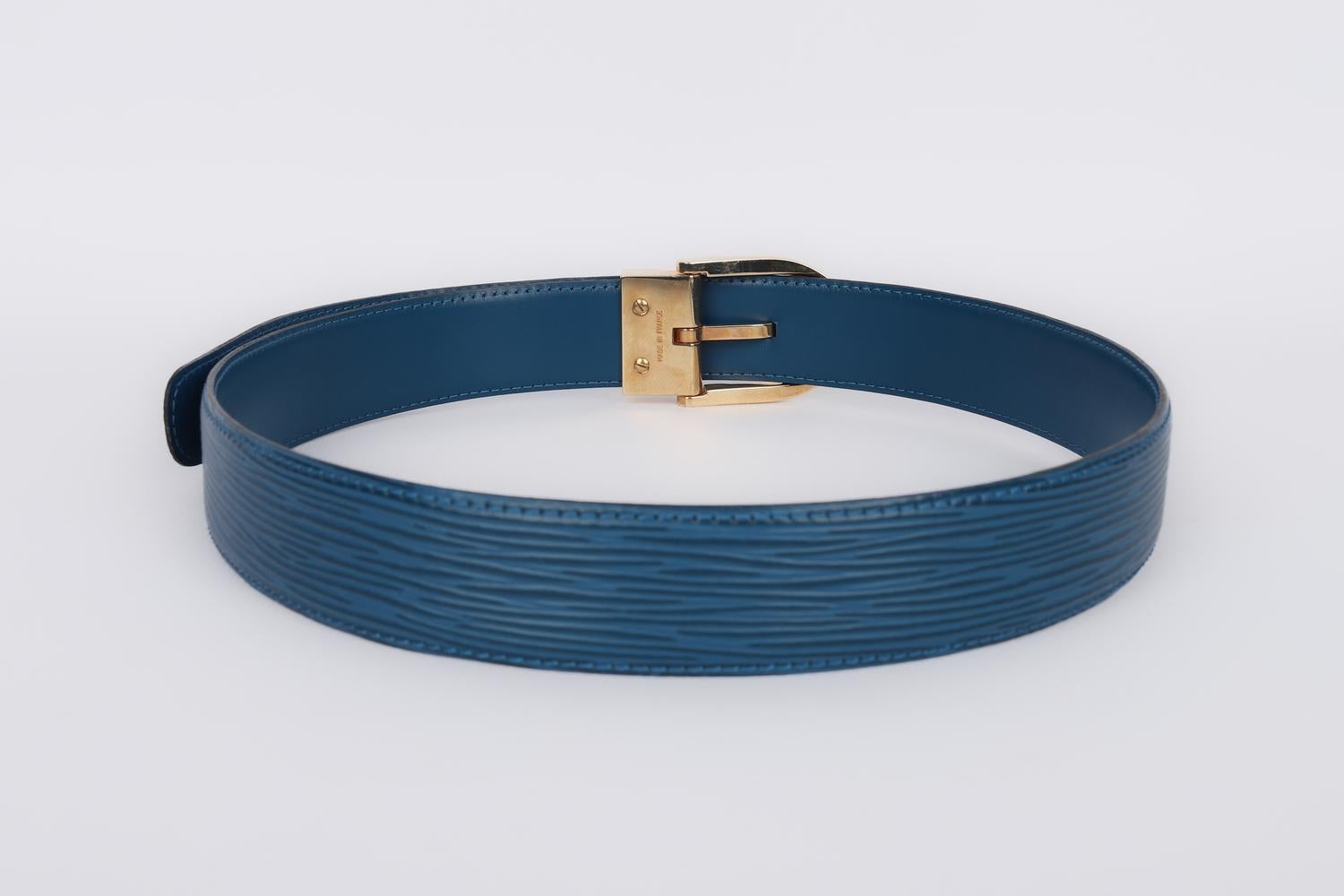 Louis Vuitton Blue Cob Leather Belt For Sale 2
