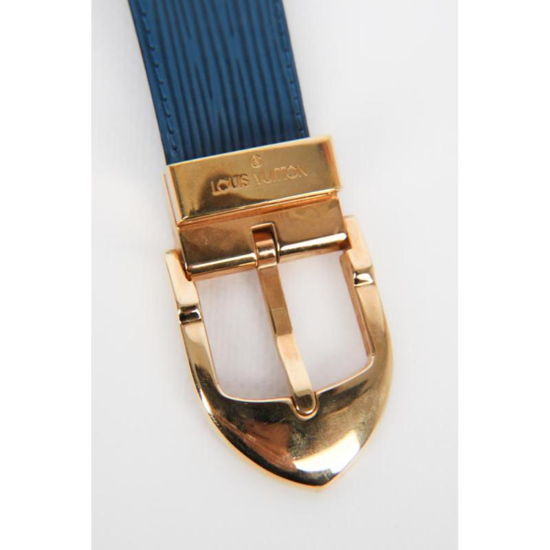 Louis Vuitton Blue Cob Leather Belt For Sale 3
