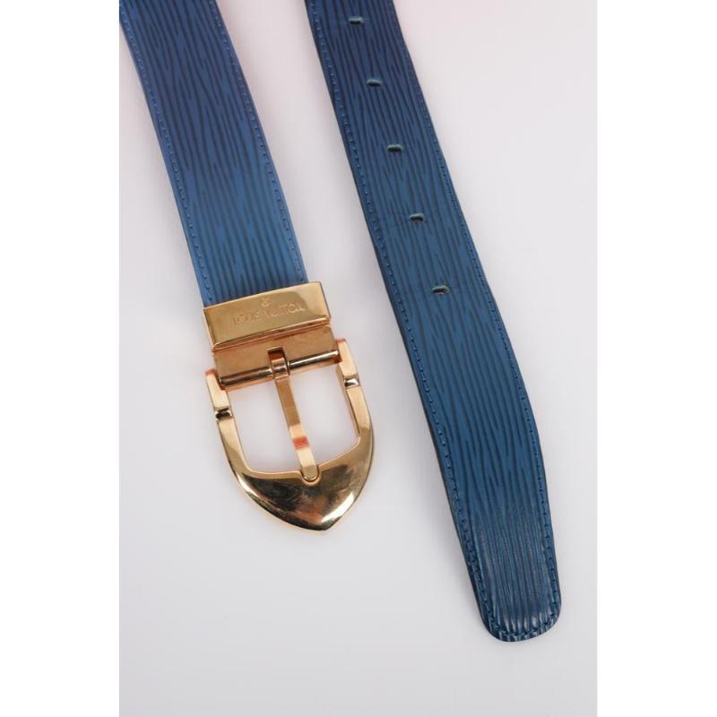 Louis Vuitton Blue Cob Leather Belt For Sale 4