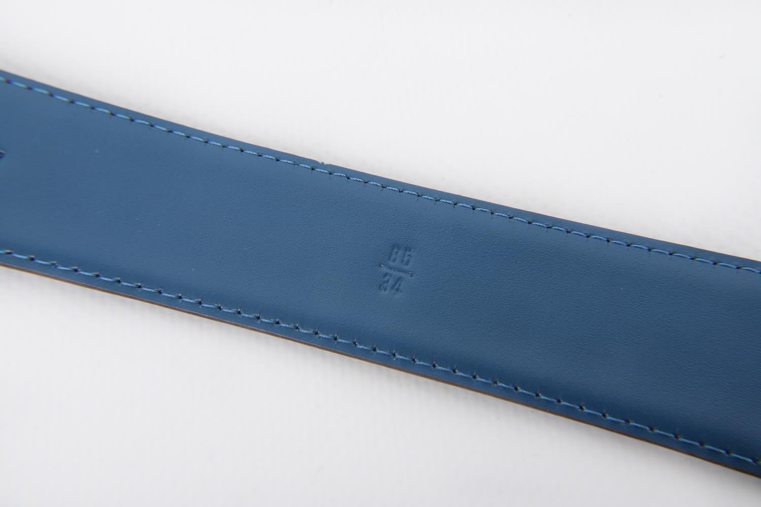 Louis Vuitton Blue Cob Leather Belt For Sale 5