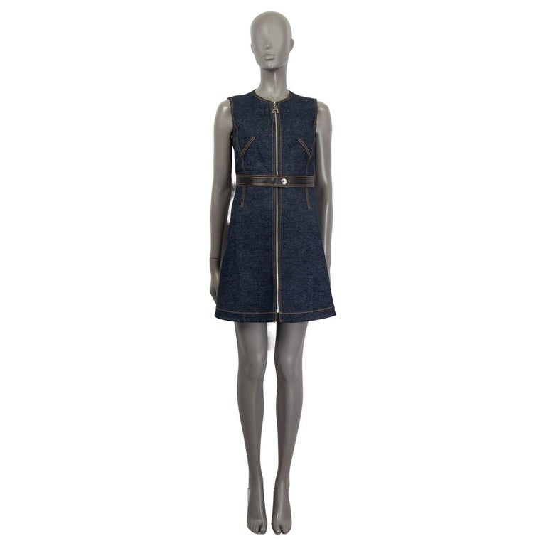 Louis Vuitton Blue Monogram Denim Zip-Up Dress S