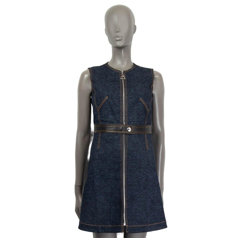 louis vuitton denim dress FWRD Renew Louis Vuitton Denim Mini Dress in Blue