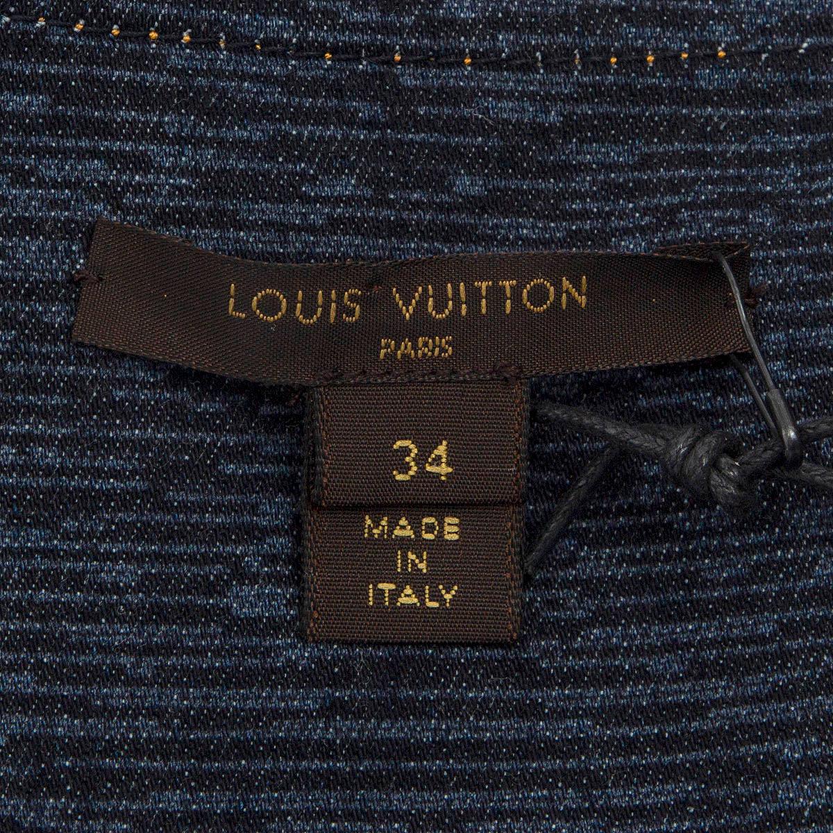 Women's LOUIS VUITTON blue cotton 2014 LEATHER TRIM DENIM MINI Dress 34 XXS
