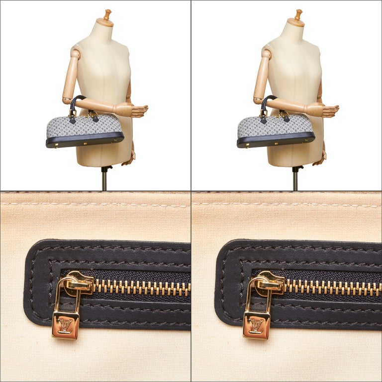 Louis Vuitton Blue Cotton Fabric Monogram Mini Lin Alma Long France For Sale at 1stdibs