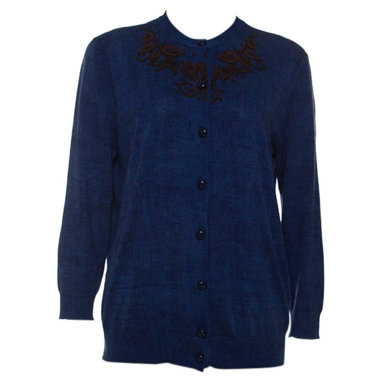 Louis Vuitton Blue Cotton Printed Cardigan M