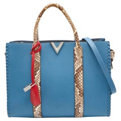 Louis Vuitton Blue Cuir Plume and Python Very Tote