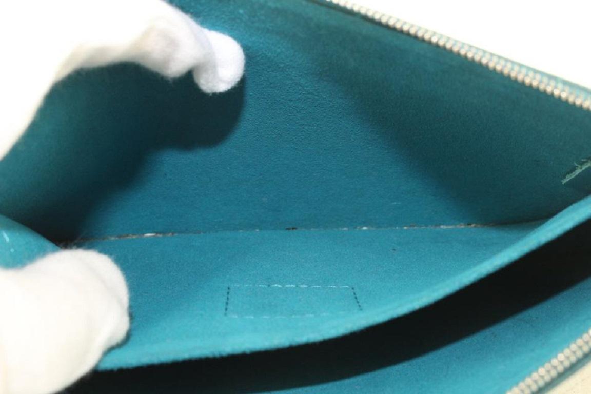 Louis Vuitton Neverfull Pochette MM/GM Handgelenkstasche aus blauem Cyan Epi Leder mit 41 Einsätzen im Zustand „Gut“ im Angebot in Dix hills, NY