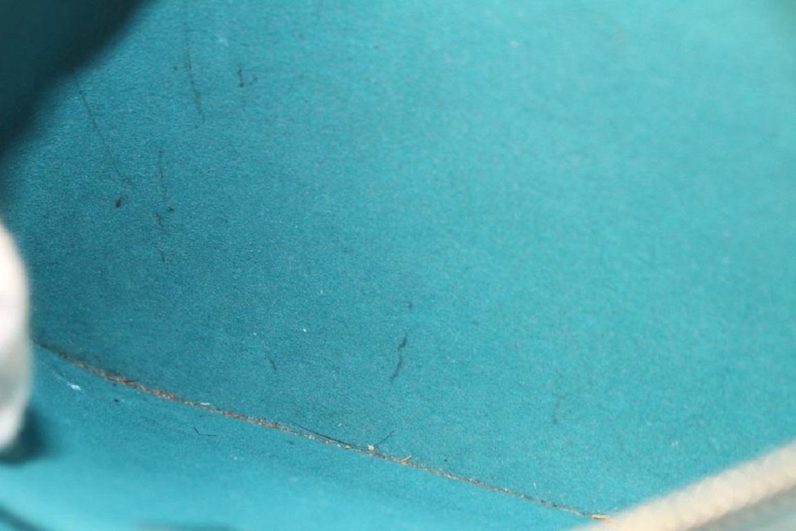 Women's Louis Vuitton Blue Cyan Epi Leather Neverfull Pochette MM/GM Wristlet Bag 41lvs For Sale
