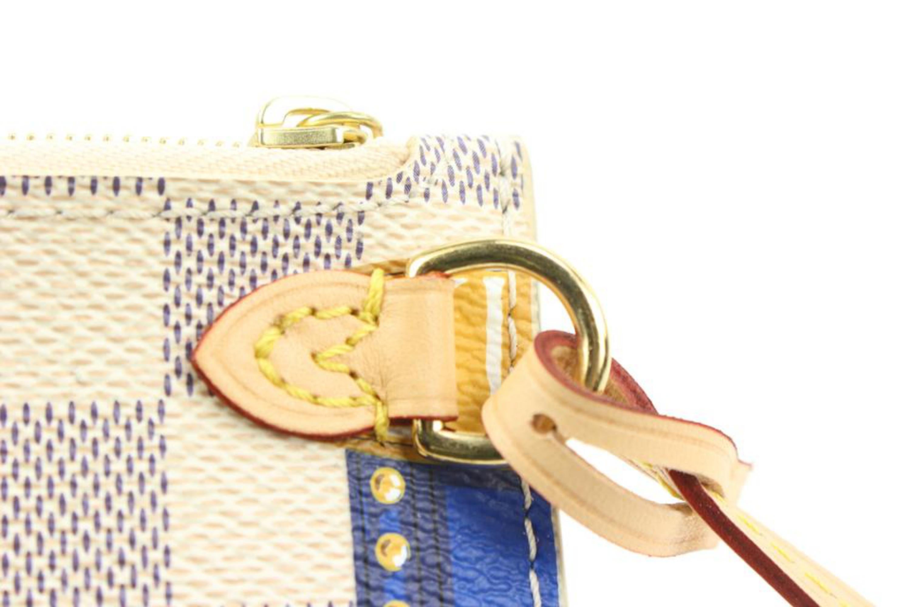 Louis Vuitton Blue Damier Azur Summer Trunks Neverfull Pochette Wristlet 14lv126 For Sale 3