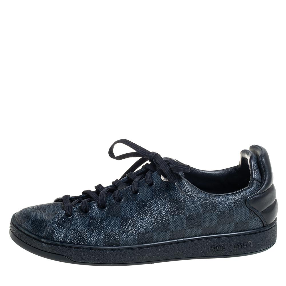 Louis Vuitton Blue Damier Cobalt And Leather Frontrow Low Top Sneakers Size 41 1