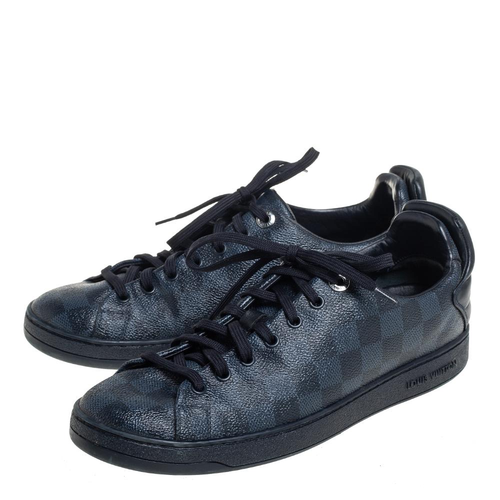 Louis Vuitton Blue Damier Cobalt And Leather Frontrow Low Top Sneakers Size 41 3