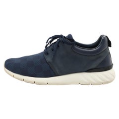 Louis Vuitton Blue Damier Ebene Neoprene Fastlane Low Top Sneakers Size 42.5