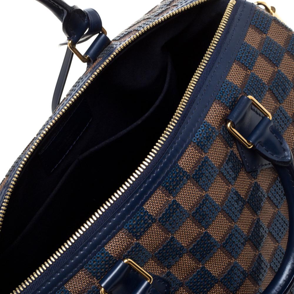 Louis Vuitton Blue Damier Ebene Paillettes Limited Edition Speedy 30 Bag 2
