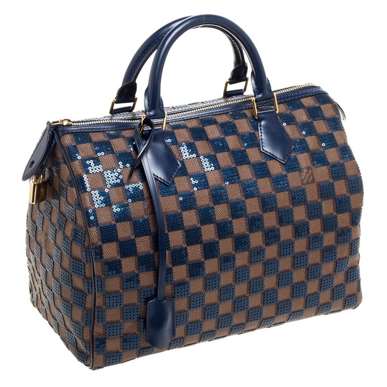 Louis Vuitton Blue Damier Ebene Paillettes Limited Edition Speedy 30 Bag at  1stDibs  louis vuitton paillettes, louis vuitton speedy paillettes, blue  checkered louis vuitton bag