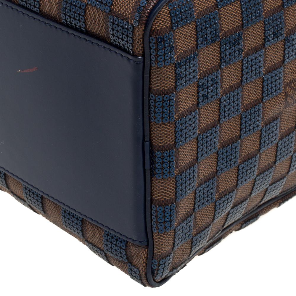 Louis Vuitton Blue Damier Ebene Paillettes Limited Edition Speedy 30 Bag In Good Condition In Dubai, Al Qouz 2