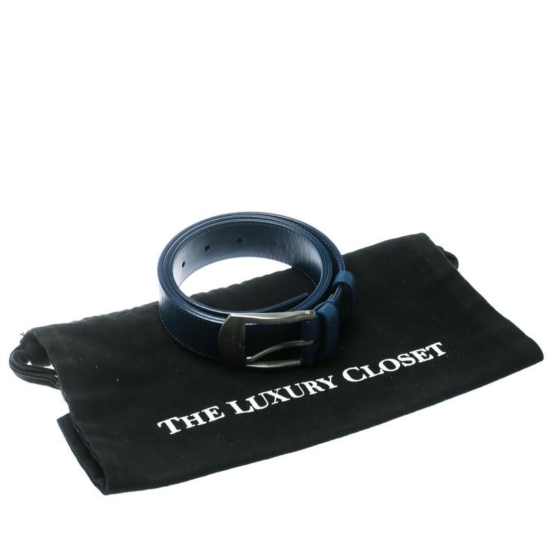 Women's Louis Vuitton Blue Damier Embossed Leather Infini Detroit Belt Size 95 CM