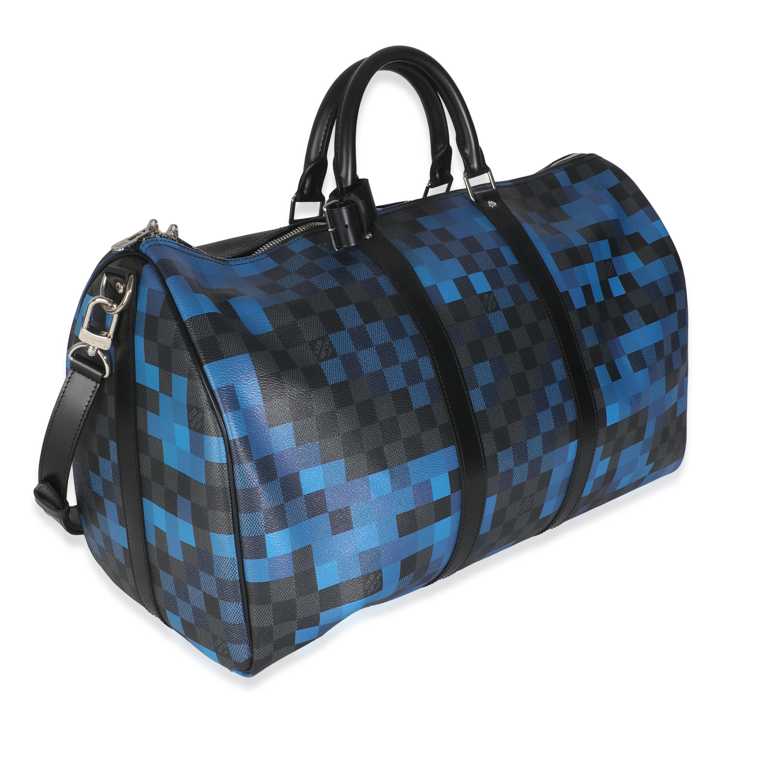 Louis Vuitton Azul Damier Grafito Lienzo Pixel Lienzo Keepall Bandouliere 50 en Excelente estado para la venta en New York, NY