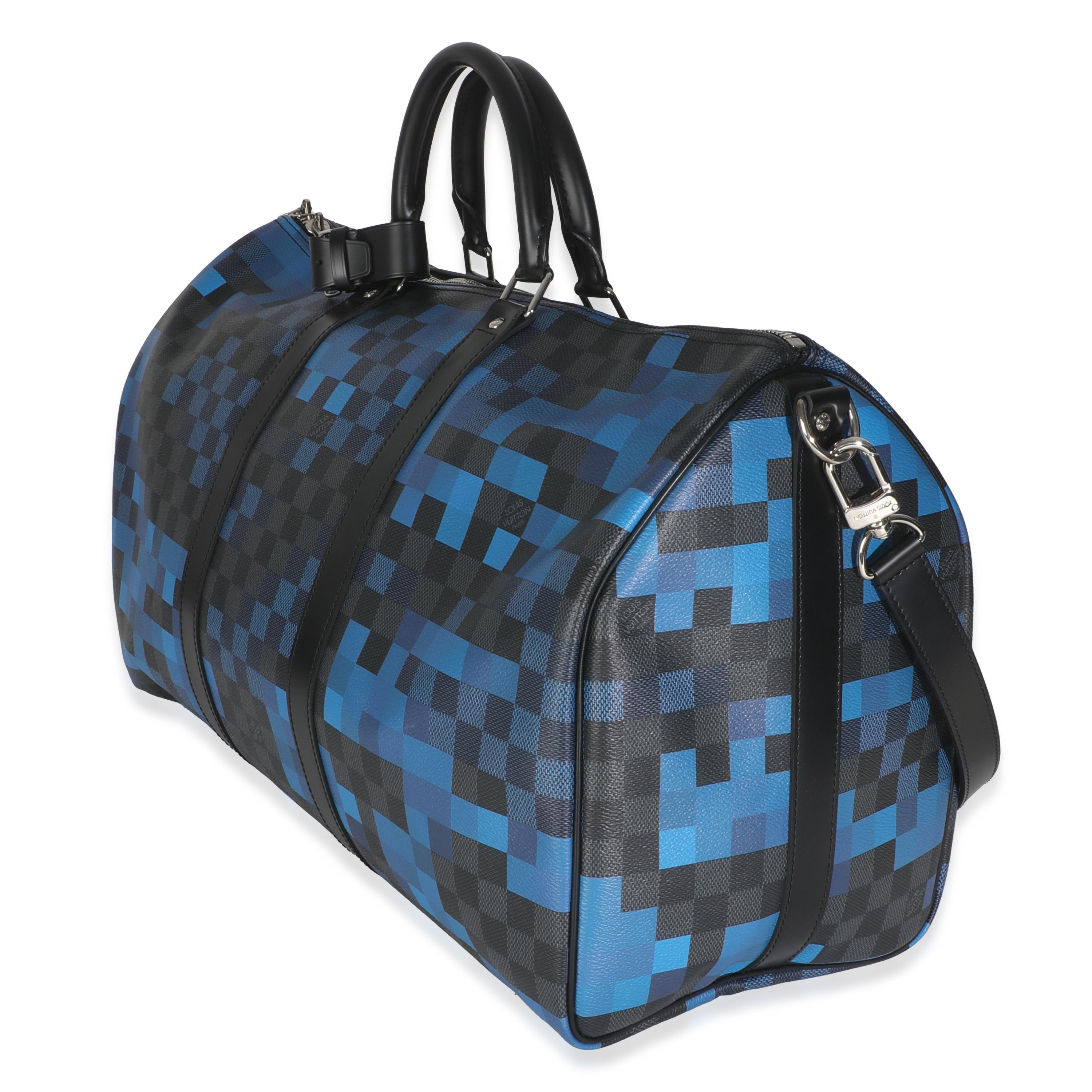 Femenino o masculino Louis Vuitton Azul Damier Grafito Lienzo Pixel Lienzo Keepall Bandouliere 50 en venta