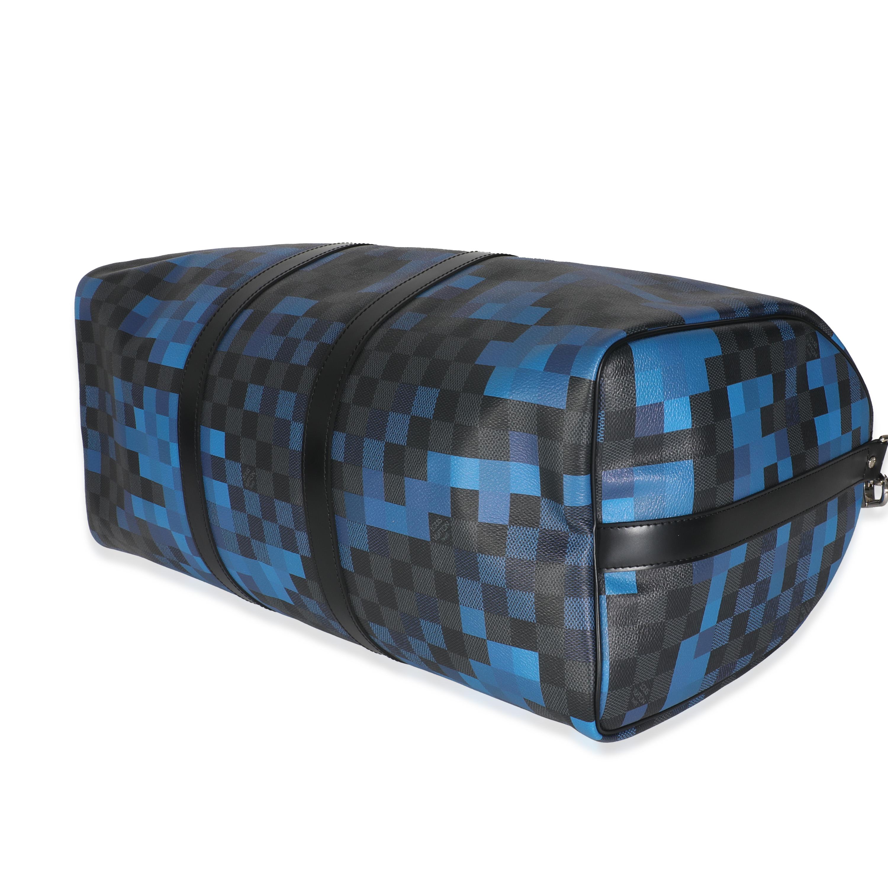 Louis Vuitton Azul Damier Grafito Lienzo Pixel Lienzo Keepall Bandouliere 50 en venta 1