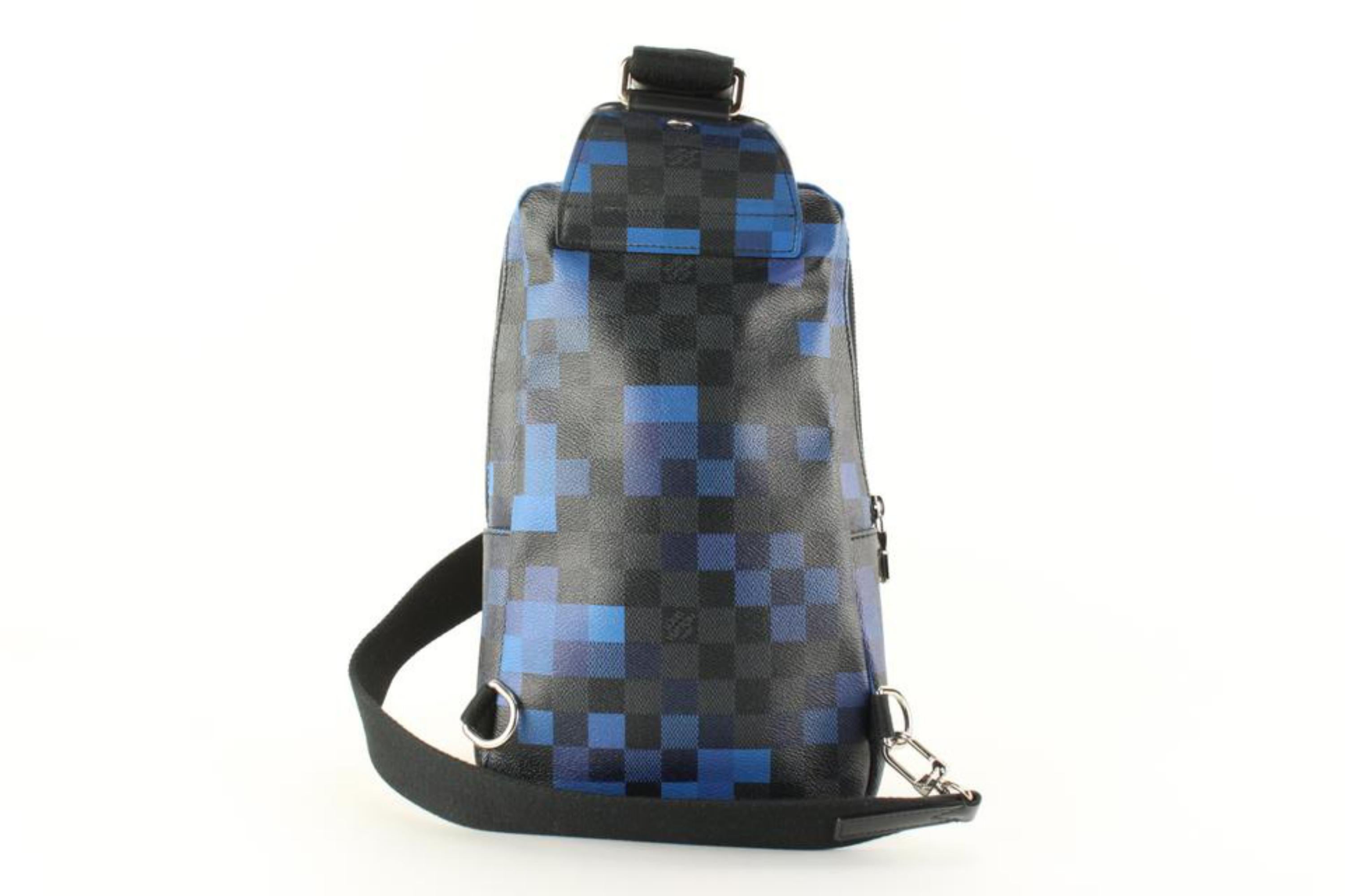 Black Louis Vuitton Blue Damier Graphite Pixel Avenue Sling Bag 97lz89s