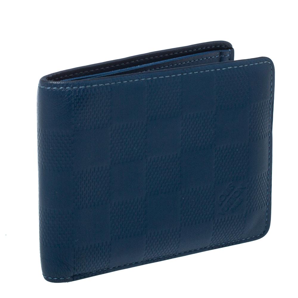 Louis Vuitton Blue Damier Infini Leather Slender Wallet In Good Condition In Dubai, Al Qouz 2