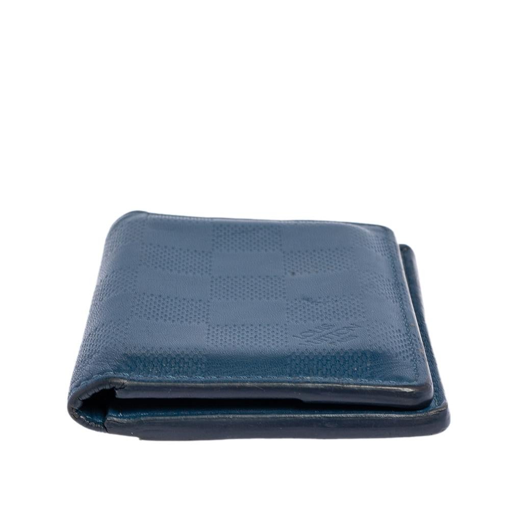 Louis Vuitton Blue Damier Infini Leather Slender Wallet In Good Condition In Dubai, Al Qouz 2